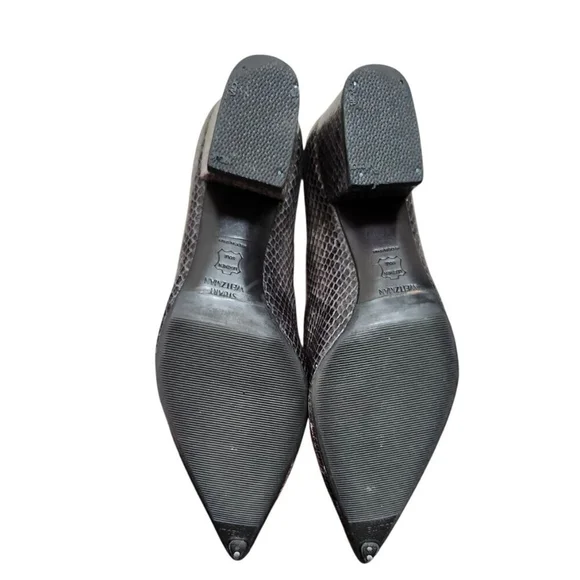 Stuart Weitzman Snakeskin Embossed Leather Pumps Heels Gray Women’s Size 7 Party